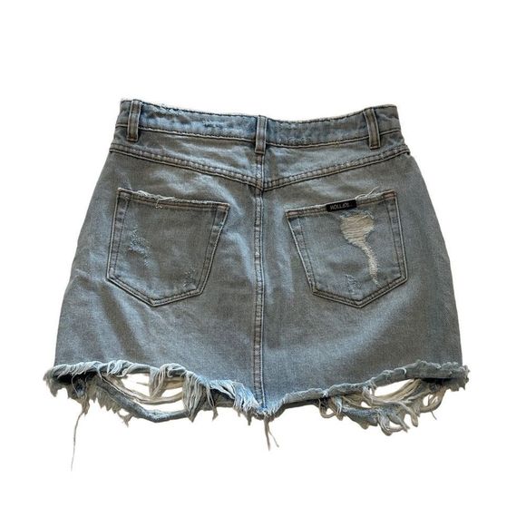 Rolla’s Claudia High Waisted Distressed Rip Jean Skirt A-Line Denim Size 25 - Picture 3 of 6